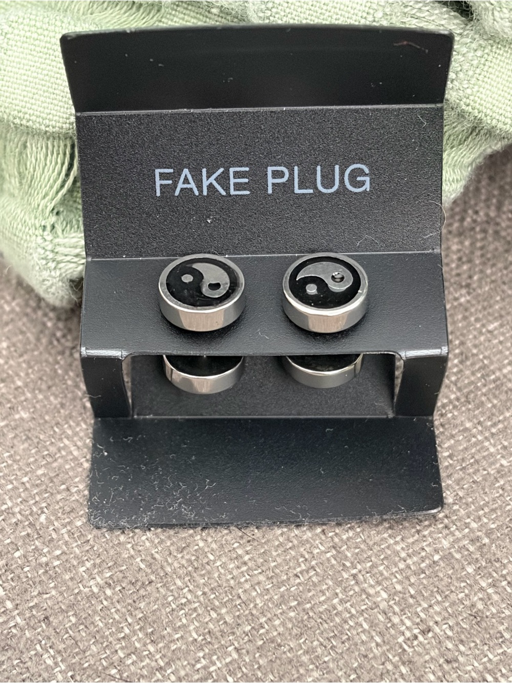Click Six Yin Yang Fake Plug Earrings Surgical Steel New